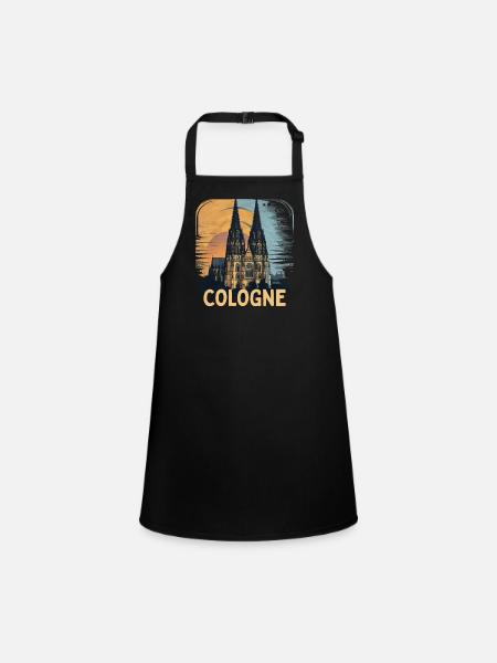 Cologne Cathedral Cologne Vintage Silhouette Cologne Skyline - Children's Apron - black - Front