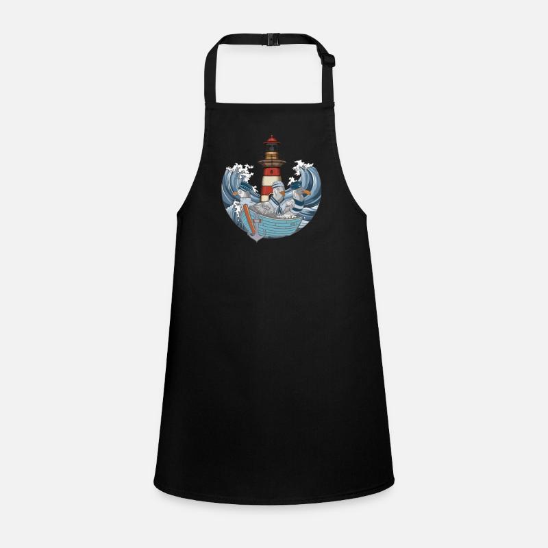 Seagulls Boat Shipping Lighthouse Waves Sea Children's Apron