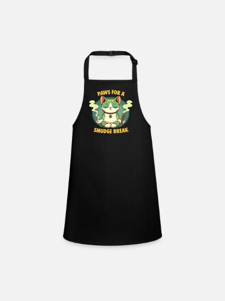 Smudge Sage Feather Spiritual Witchcraft Meditate - Children's Apron - black - Front