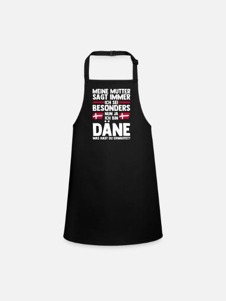 Danes Danish Denmark - Children's Apron - black - Front