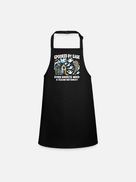 Smudge Sage Feather Spiritual Witchcraft Meditate - Children's Apron - black - Front
