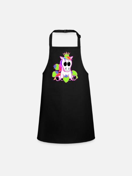 Licorne Licornes Fraise Princesse Animal Mythique - Tablier Enfant - noir - Devant