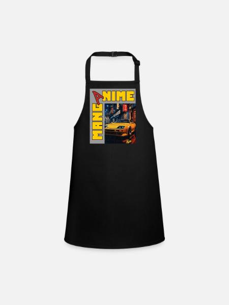 Manga Anime JDM 90s Street Racing Car - Children's Apron - black - Front