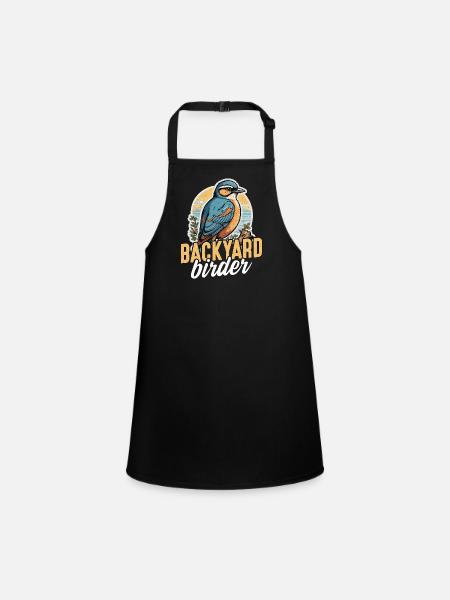 Birdwatching Backyard Birder Birding Ornithologist - Children's Apron - black - Front