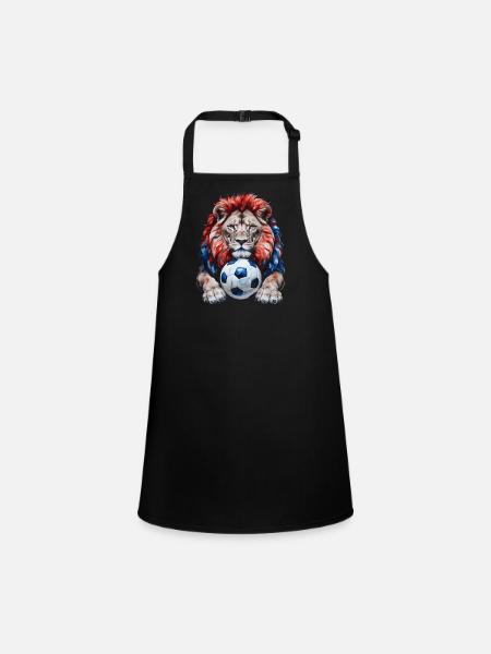 Lion Football Croatie coloré Animal Design Print - Tablier Enfant - noir - Devant