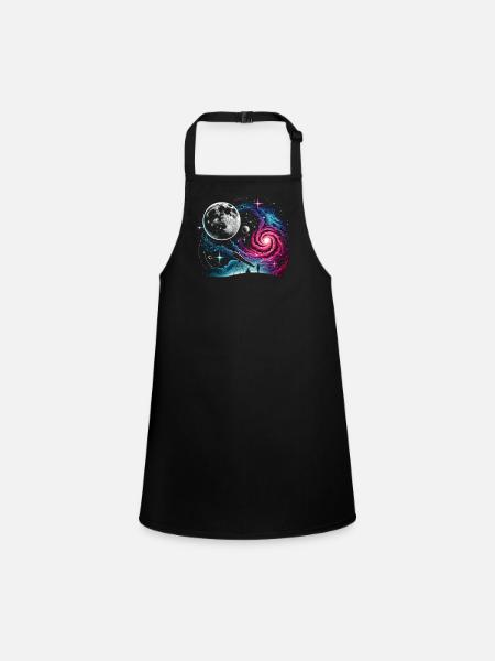 Astronomy Telescope Space - Children's Apron - black - Front