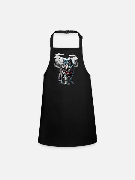 Wolves, Wolf, Nature, Wilderness, Wild Animals, Pack Animals - Children's Apron - black - Front