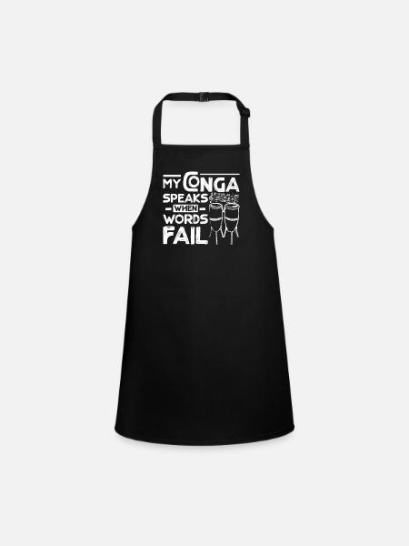 My Conga speaks when words fail - Schürze für Kinder - Schwarz - Vorne