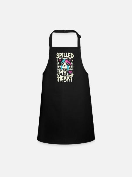 Emo Cat Design for Gothic Cat Lovers and - Children's Apron - black - Front