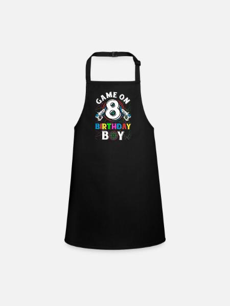 Lasertag Game On 8 Birthday Boy Indoor Laser Tag - Children's Apron - black - Front