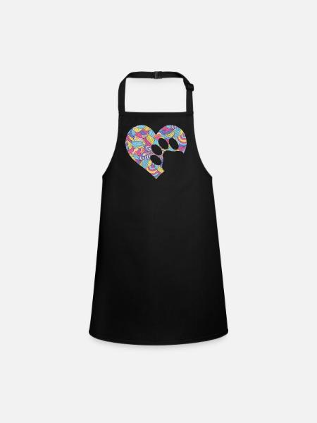 Colorful Paw Heart Fun Animal Pawprint Veterinary - Children's Apron - black - Front