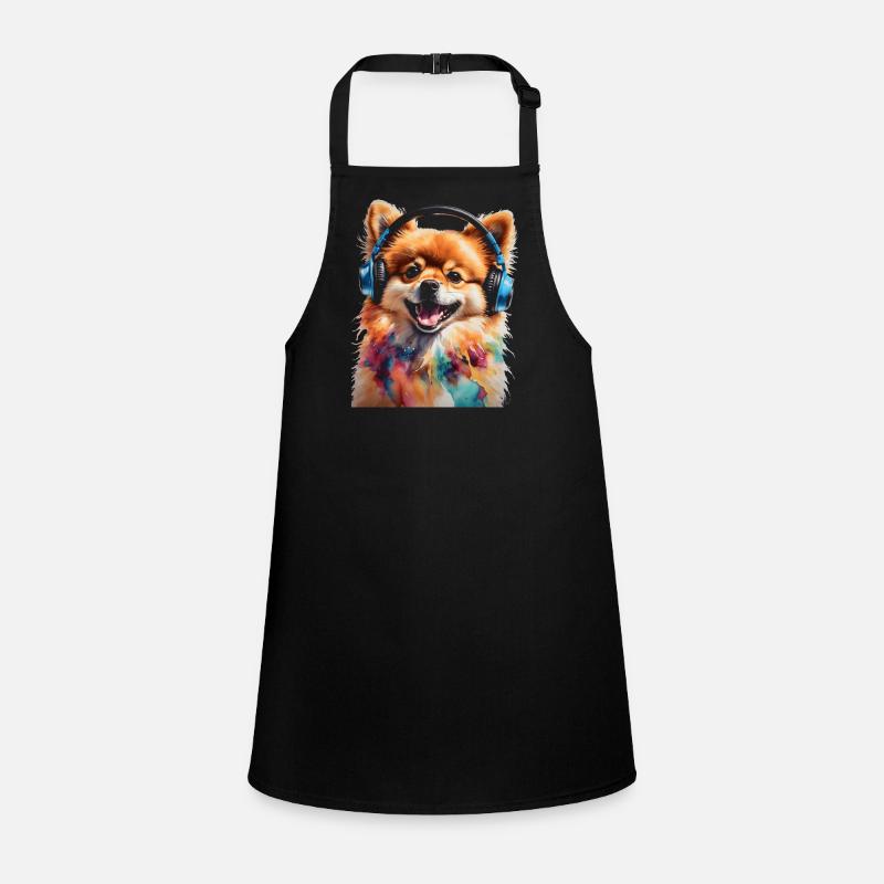 Pomeranian Zwergspitz Kopfhörer Hund Print Schürze für Kinder