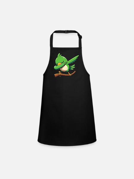 Polka dot parrot. Funny - Children's Apron - black - Front