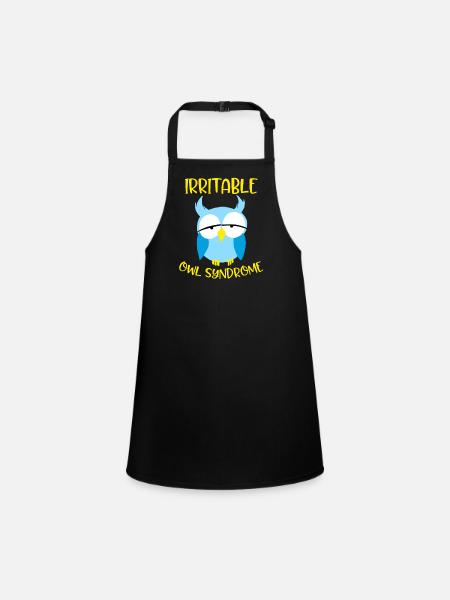 Irritable Owl Syndrome Funny Nocturnal Birds Humor - Children's Apron - black - Front