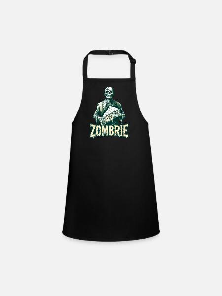 Zombie Zombrie Brie Fromage d’Halloween Zombie - Tablier Enfant - noir - Devant