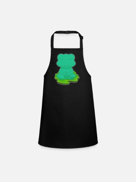 Frog Yoga Fitness Meditation - Children's Apron - black - Front