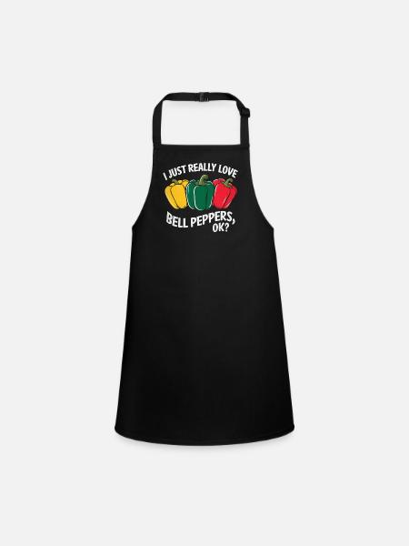 Paprika Geschenk - Schürze für Kinder - Schwarz - Vorne