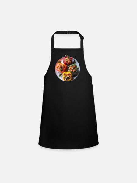 Paprika Geschenk - Schürze für Kinder - Schwarz - Vorne