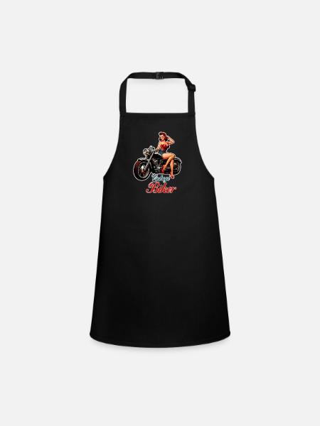 Vintage Biker-Retro Motorrad Pin Up Girl - Schürze für Kinder - Schwarz - Vorne