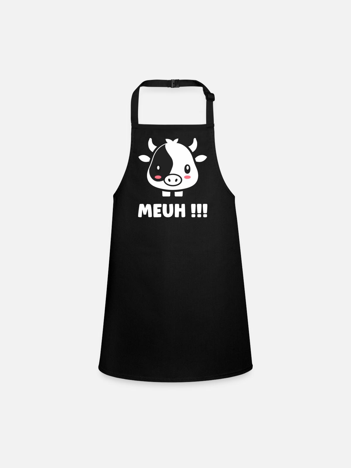 cow - Children's Apron - black - Front
