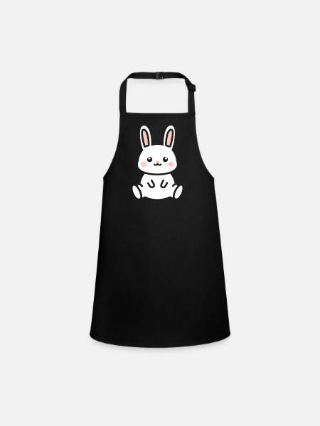 Kleiner Baby-Hase - Schürze für Kinder - Schwarz - Vorne