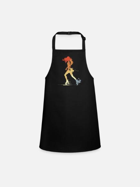 Roller Skating Girl Graphic - Children's Apron - black - Front