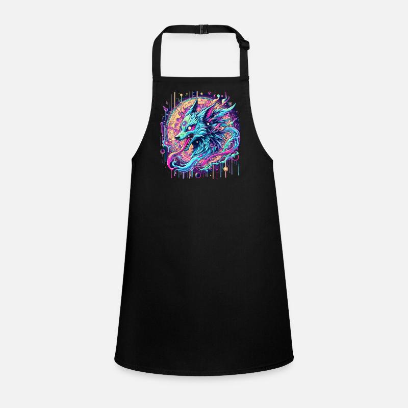 Psychedelic Fox Head Goa Art Children's Apron