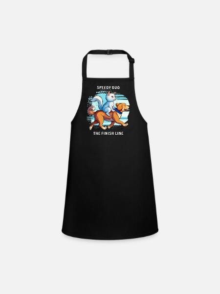 DOG CAT SPEEDY DUO THE FINISH LINE - Children's Apron - black - Front