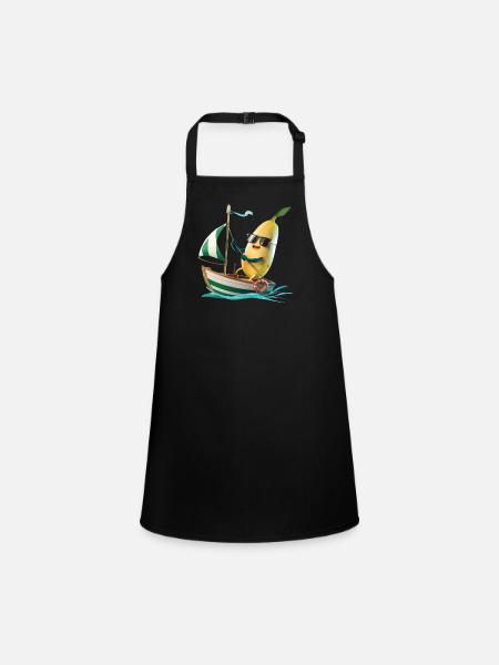 Obst Banane Bootfahren Geschenk - Schürze für Kinder - Schwarz - Vorne