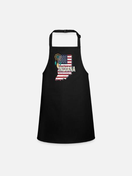 Indiana United States Map Souvenir - Children's Apron - black - Front