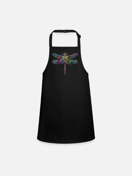Dragonfly Dragonfly Colorful Wings Cute Dragonflies - Children's Apron - black - Front