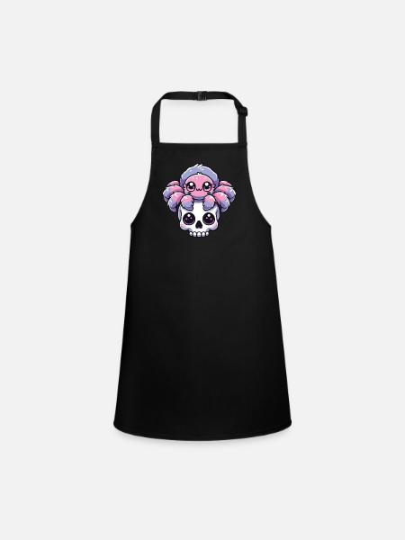 Kawaii Gothic Tarantel Pastellfarben Gothic Goth - Schürze für Kinder - Schwarz - Vorne