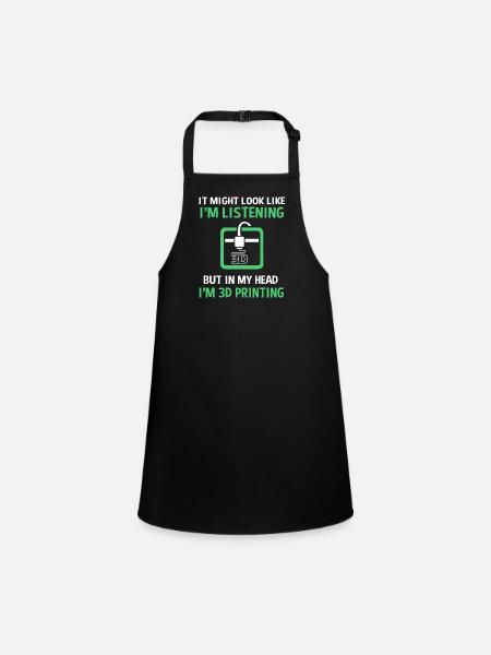 3D Printing Printing Prototype - Children's Apron - black - Front
