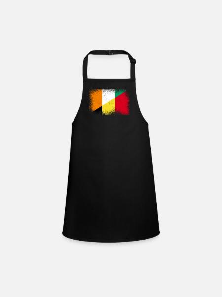 Elfenbeinküste Belgien Fahne - Schürze für Kinder - Schwarz - Vorne