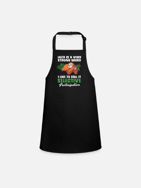 Sloth, laziness, lazy, morning grouch - Children's Apron - black - Front