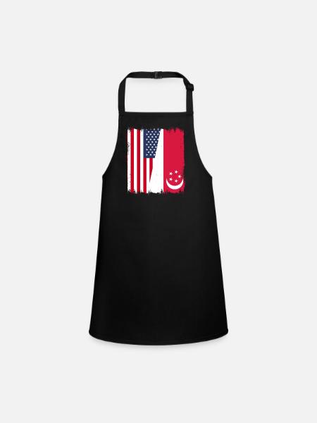 Singapore American flag - Children's Apron - black - Front