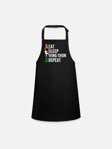 Eat Sleep Wing Chun Repeat - Funny Wing Chun - Children's Apron - black - Front
