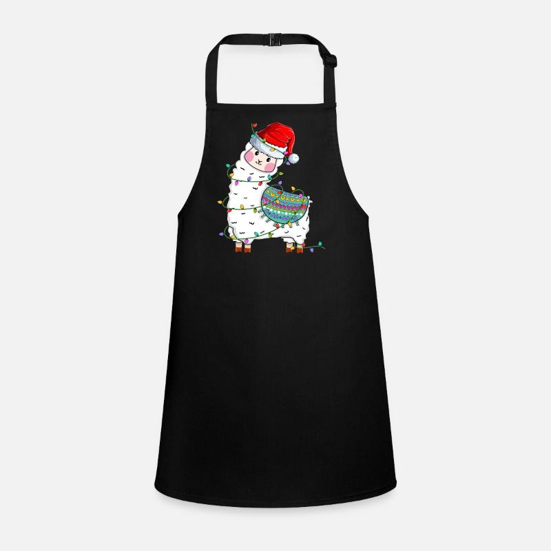 Alpaca Llama Wearing Santa Hat Xmas Christmas Schürze für Kinder