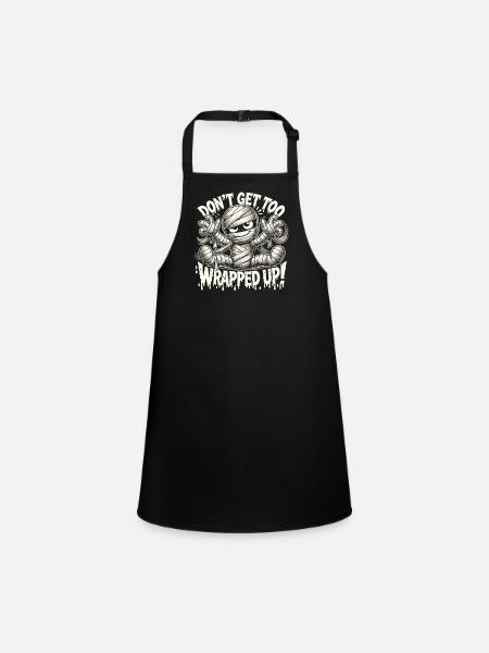 Wrapped Mummy Halloween Shirt - Children's Apron - black - Front