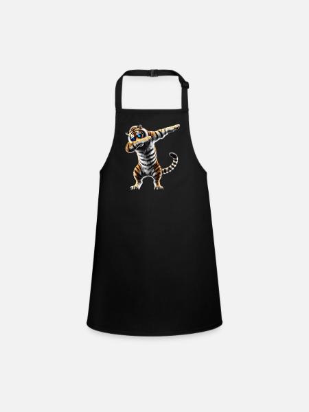 Lustiges Dabbing Tiger Wildtier Tierliebhaber - Schürze für Kinder - Schwarz - Vorne