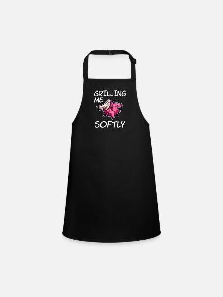 BBQ BBQ Pig Wings Comic Funny Saying - Children's Apron - black - Front