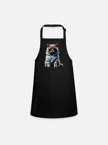Lustige Britisch Kurzhaar Chill Out Katze Chillen - Schürze für Kinder - Schwarz - Vorne