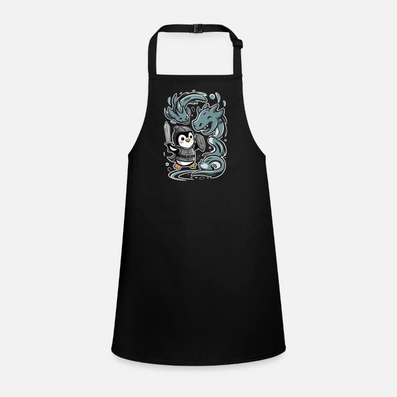 Cute Knight Penguin with Dragon Friends Children's Apron