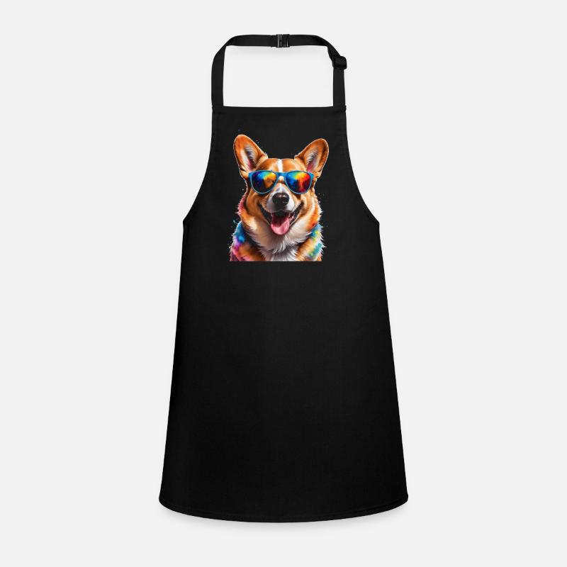 Corgi Sonnenbrille Hund Bunt Lustig Design Print Schürze für Kinder