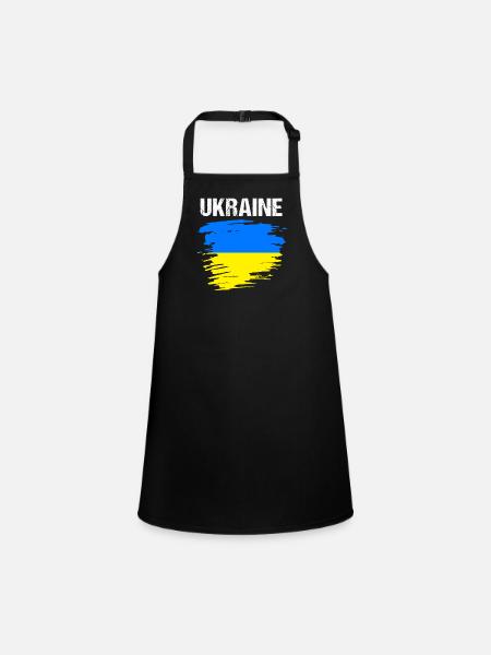 Ukraine - Schürze für Kinder - Schwarz - Vorne