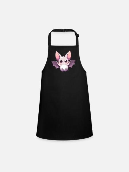 Bat Fledermäuse Fledermaus - Schürze für Kinder - Schwarz - Vorne