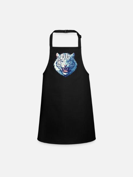 White Tiger Weiße Tiger Weißer Tiger - Children's Apron - black - Front