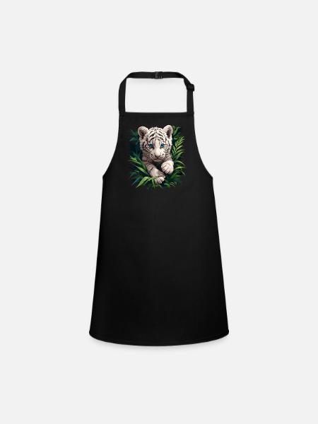 White Tiger Weiße Tiger Weißer Tiger - Children's Apron - black - Front