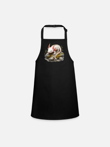 Axolotl Motif Tail Lurch Animal Lover Headphones - Children's Apron - black - Front
