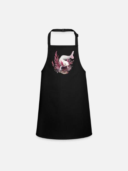 Axolotl Motif Tail Lurch Animal Lover Headphones - Children's Apron - black - Front